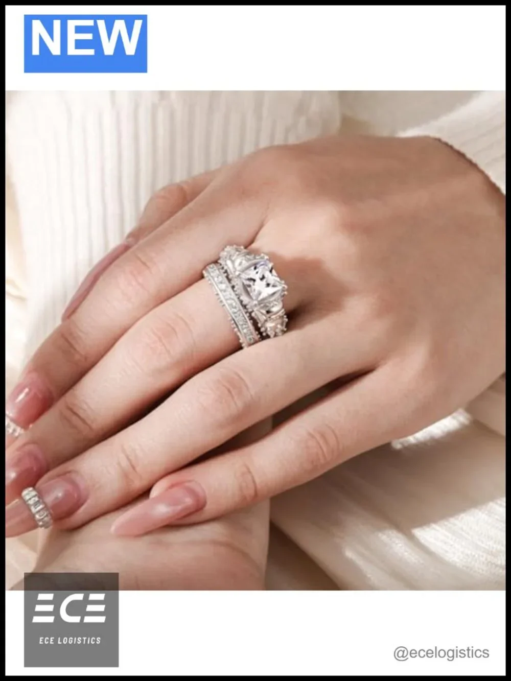 Sterling Silver Skull Engagement Ring Set Princess Cut CZ Eternity Band